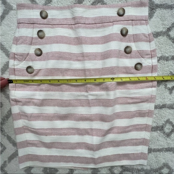 loft pencil skirt 2P pink white stripe chambray w buttons & pockets - Picture 8 of 8